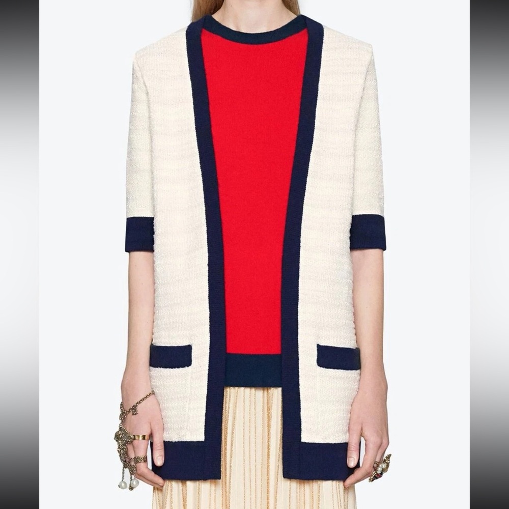 GUCCI cream and black tweed sweater jacket *XS